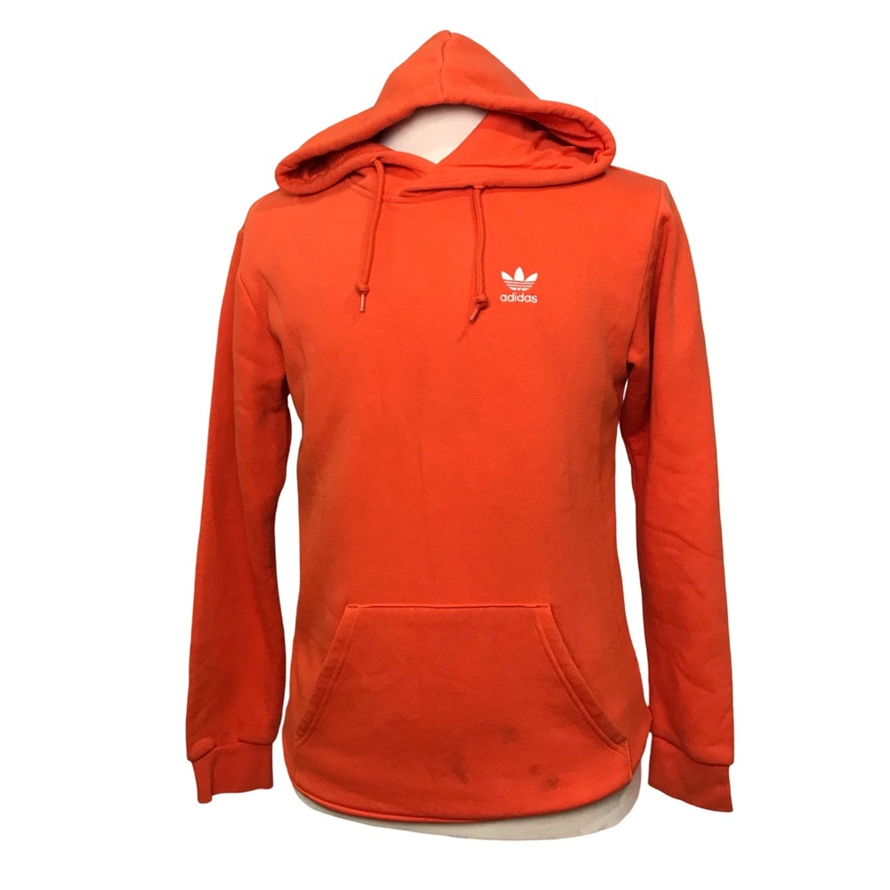 Adidas Hoodie Men’s Size S Color Orange Long Sleeve’s Pullover Kangaroo Pocket.